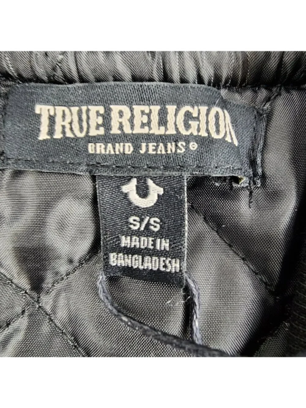 True Religion Jacket Mens Small Jet Black Arch Suede Bomber NWT